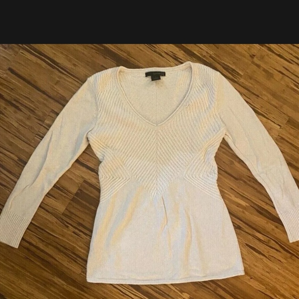 Women's Calvin Klein Woven Sweater, Cream, Medium